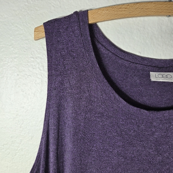 LOGO By Lori Goldstein Purple Tunic Tank Top Plus Size 2X Sleeveless Crew Neck - Picture 3 of 15